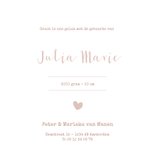 Roestbruin geboortekaartje met een oudroze hartje 3