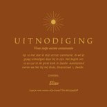 Roestkleurig communiekaartje met zon in goudfolie 3
