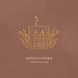 Roestkleurige verhuis-felicitatie illustratie huisje 2