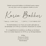 Rouwkaart beige grijs met vintage bloemen en kader 3