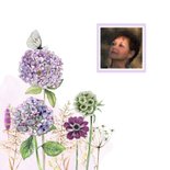 Rouwkaart hortensia's met vlinder 2