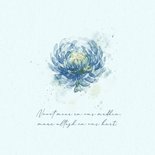 Rouwkaart met blauwe aquarel chrysant 2