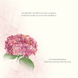 Rouwkaart met roze hortensia 2