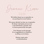 Rouwkaart oudroze tulp beige minimalistisch vrouw 3