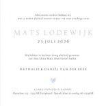 Rouwkaart voor een baby of jongen met blauw waterverf hart 3