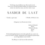 Rouwkaart zwart-wit met foto van water en een steiger 3