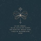 Rouwkaartje blauw met lijntekening van vlinder 2