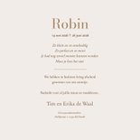 Rouwkaartje sterrenkind met tekening van een vredesduifje 3