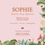 Roze jungle geboortekaartjes met olifant koperfolie 3