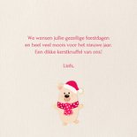 Roze kerstkaart met kerst beertje roze strepen 3