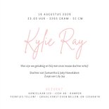 Roze minimalistisch geboortekaartje met holografisch folie 3