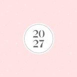 Roze nieuwjaarskaart met cirkel en witte sterretjes 2