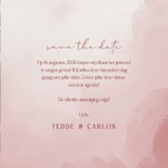 Save the date bruiloft met oudroze waterverf hartje 3