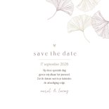 Save the Date kaart ginkgo puur 3