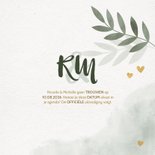 Save the date kaart groen waterverf takjes gouden hartjes 3