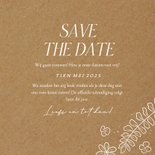 Save the date kaart in kraftlook met witte bloemen 3