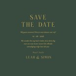 Save the date kaart met bloemenkrans in goud en groen 3