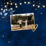 Save the Date kerstkaart blauw botanisch goudlook 2