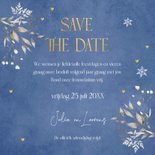 Save the Date kerstkaart blauw botanisch goudlook 3