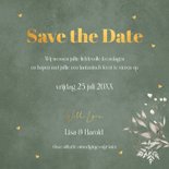 Save the Date kerstkaart groen botanisch goudlook 3