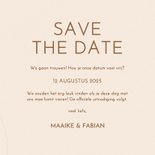 Save the date modern beige met golvende lijnen grote datum 3