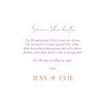 Save the date modern met lila ruitjes oranje boog en maan  3