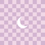 Save the date modern met lila ruitjes oranje boog en maan  Achterkant