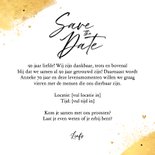 Save the date uitnodiging dubbel feest goud stijlvol verf 3