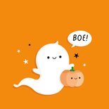 Schattige Halloween wenskaart met lief spookje 2