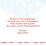 Sinterklaaskaart met Sint en Ozosnel in sprint op het dak 3