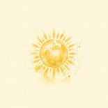 Sterkte kaart zonnestralen met aquarel zon 2