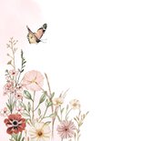 Sterktekaart pastelbloemen met vlindertjes 2