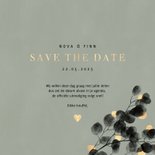 Stijlvol eucalyptus en goud save the date kaart waterverf 3