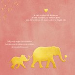 Stijlvol geboortekaartje met silhouet van olifant in goud 2