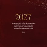 Stijlvol kerstkaartje met kerstwens en groot 2027 in goud 3