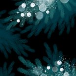 Stijlvol kerstkaartje met sjieke blauwe dennentakken Achterkant