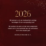 Stijlvol zakelijk kerstkaartje rood met 2026 en ster foto 3