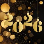 Stijlvol zakelijk kerstkaartje zwart met 2026 goud 2