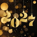 Stijlvol zakelijk kerstkaartje zwart met 2027 goud 2