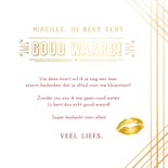 Stijlvolle bedankt kaart goud waard met gouden foliedruk 3