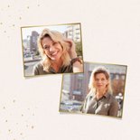 Stijlvolle beige uitnodiging verjaardag feestje met foto's 2