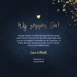 Stijlvolle blauwe trouwkaart goud met spetters 3