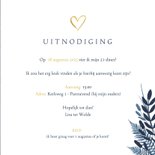 Stijlvolle botanische 21-diner uitnodigingskaart donkerblauw 3