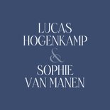 Stijlvolle donkerblauwe save the date kaart met lijntjes 2