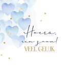Stijlvolle felicitatiekaart blauwe hartjes in waterverf  2