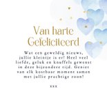 Stijlvolle felicitatiekaart blauwe hartjes in waterverf  3