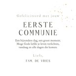 Stijlvolle felicitatiekaart eerste communie duif goudlook 3