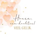 Stijlvolle felicitatiekaart waterverf zalmkleurige hartjes  2