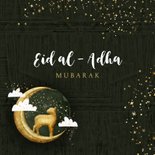 Stijlvolle kaart religie eid al-adha silhouette goud sterren 2