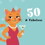 Stijlvolle kat met cocktail verjaardagskaart 2